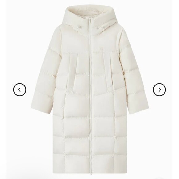 Women's  long down jacket in cream XS - Picture 4 of 9